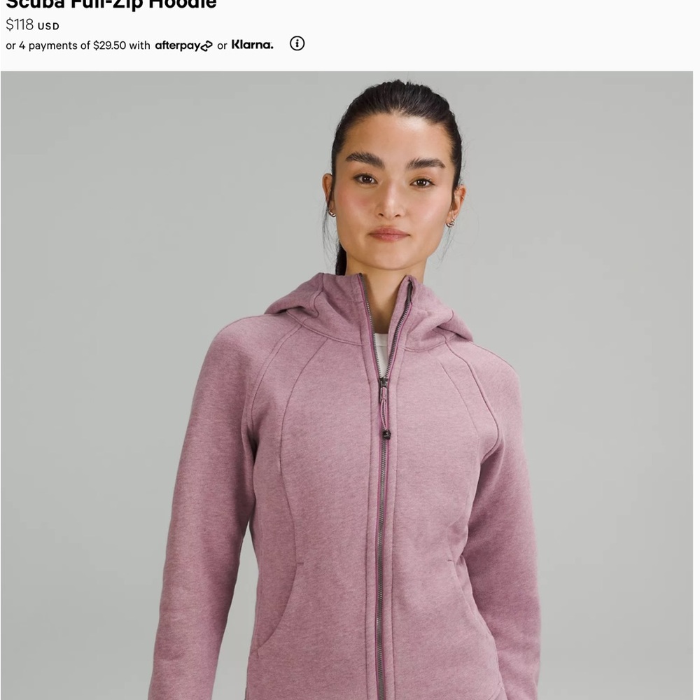 Lululemon Scuba Full Zip Hoodie, size 6